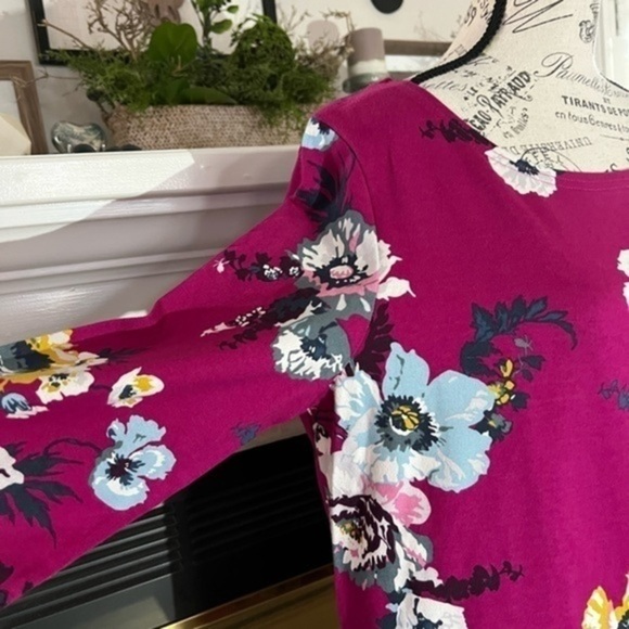 JOULES Harbour Print Jersey Top in Ruby Pink Rosy - Picture 10 of 15